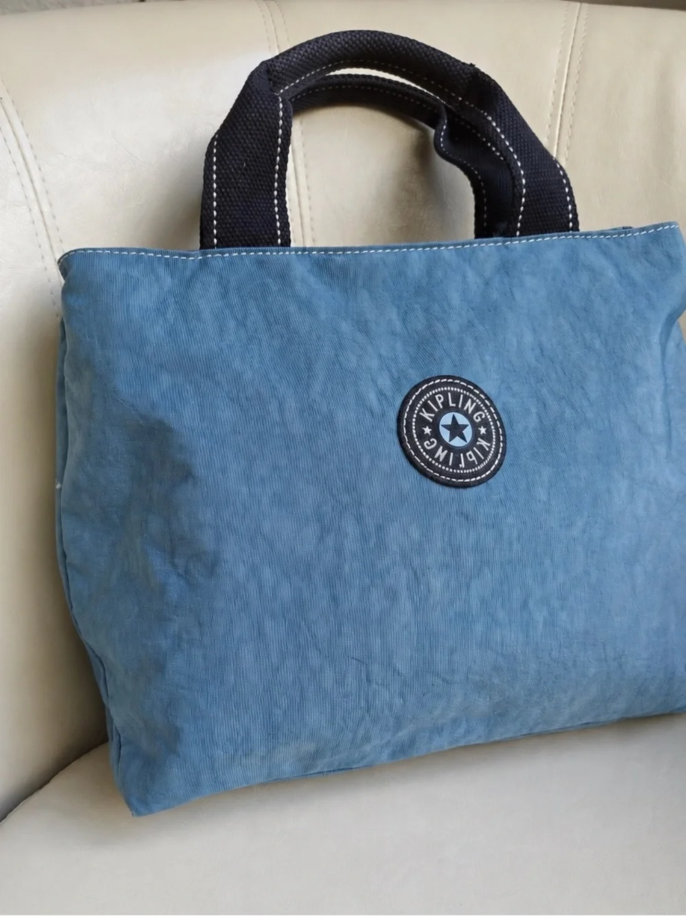 KIPLING Blue Canvas Tote Bag Crossbody